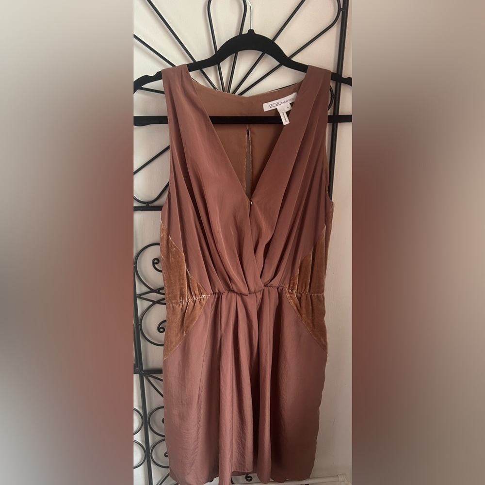 BCBGeneration almond brown velvet dress size S